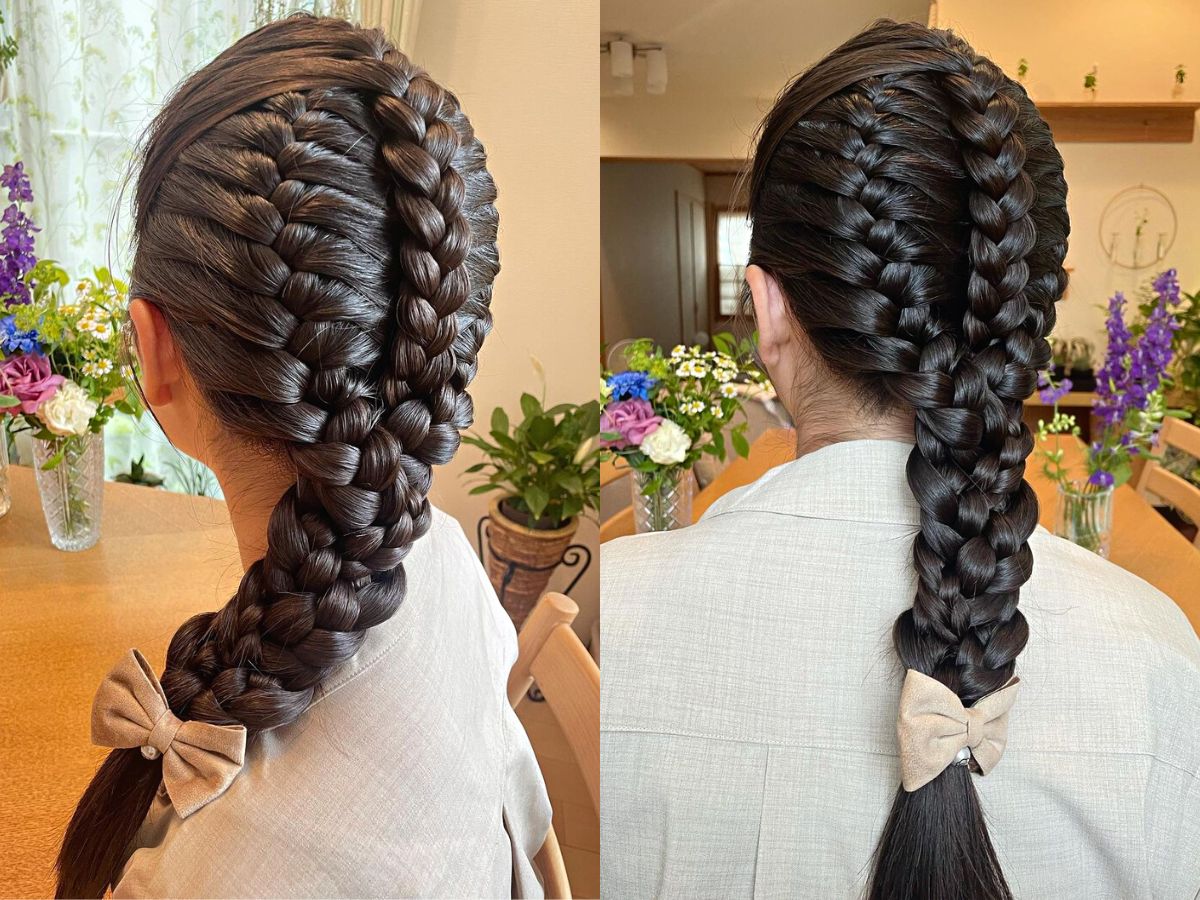 Queue de Cheval Basse avec Tresses Françaises pour Cheveux Moyens à Longs de Filles