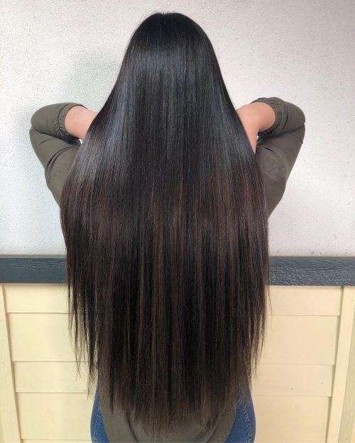Balayage droit brun foncé
